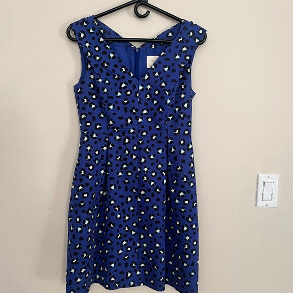 Kate Spade NY Dawson Cyber Cheetah V-Neck Fit & Flare Dress / Pockets Sz 4 - Picture 1 of 11